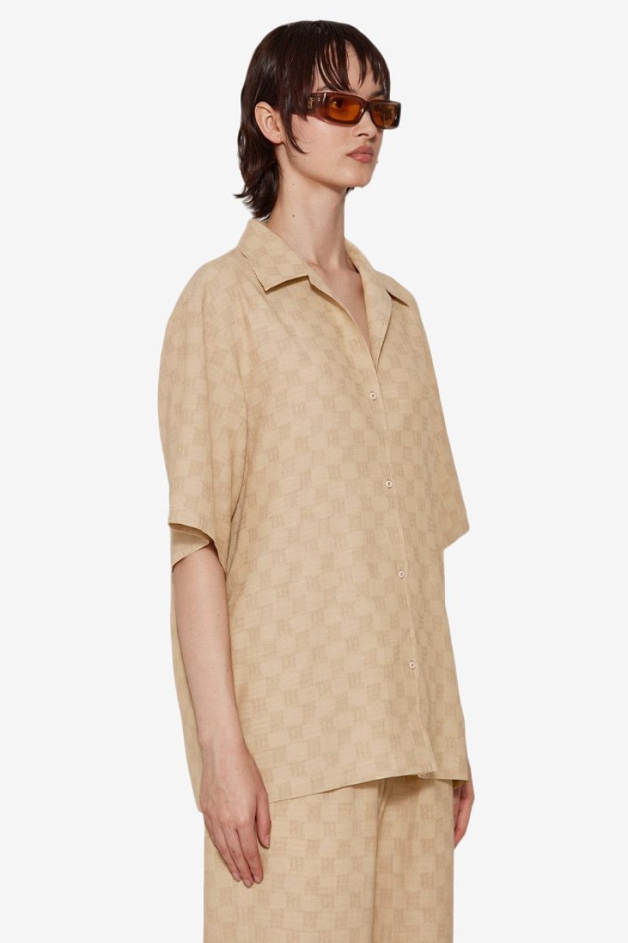 MISBHV Resort Monogram Viscose Wool Shirt Beige Online