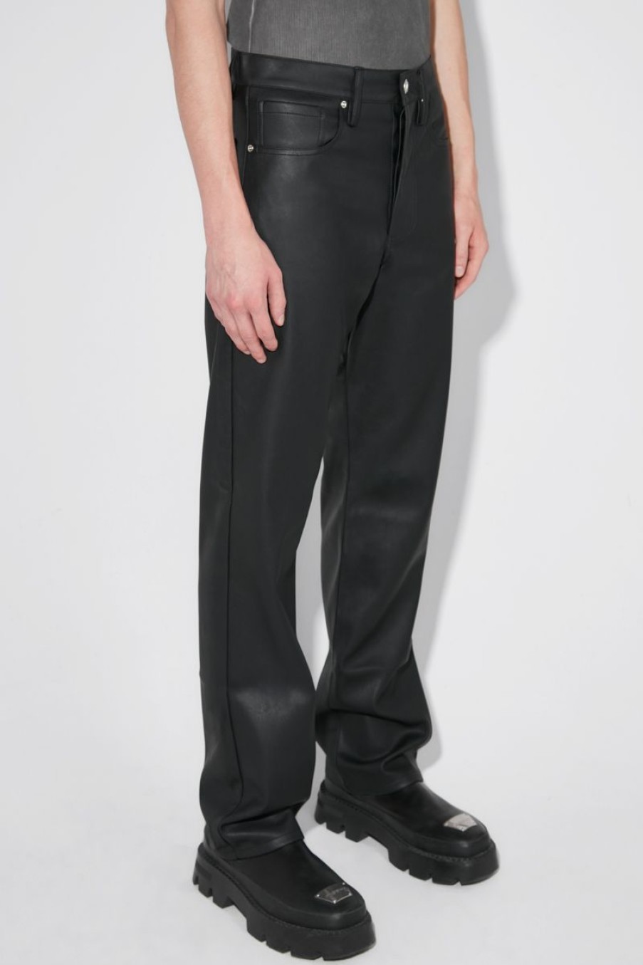 MISBHV Matte Faux Leather Trousers Faded Black New