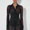 MISBHV Mesh Monogram Shirt Dress Black New