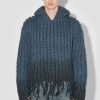 MISBHV Coated Bulky Knitted Hoodie Denim Blue New