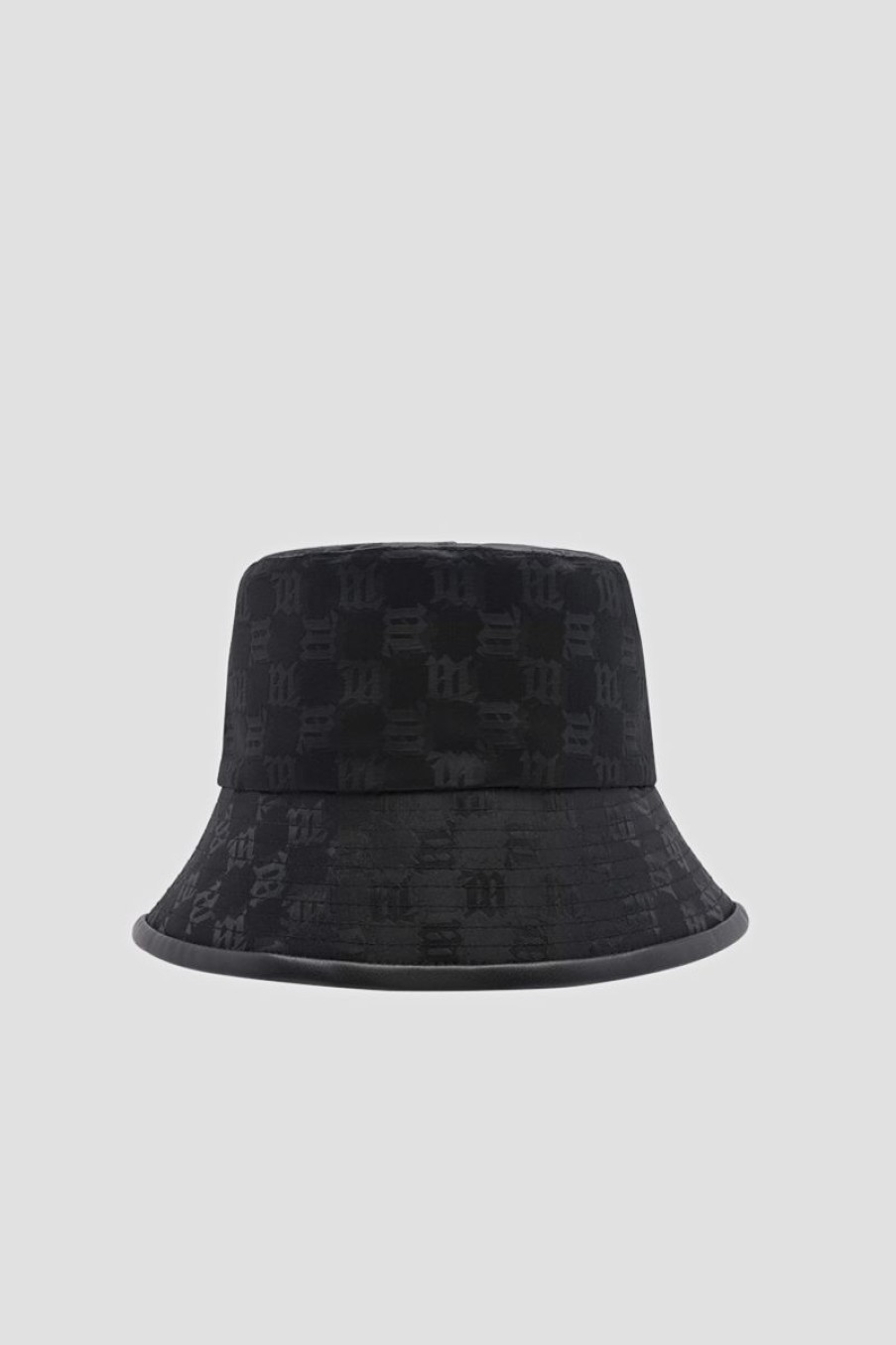 MISBHV Leather-Trimmed Monogram Bucket Hat Black Online