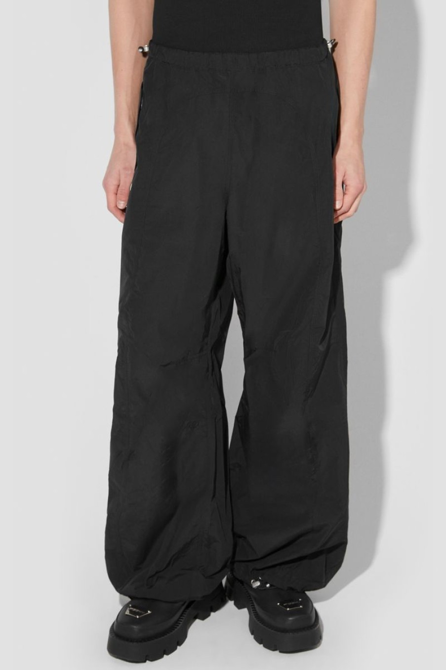 MISBHV Crushed Nylon Parachute Trousers Black Clearance