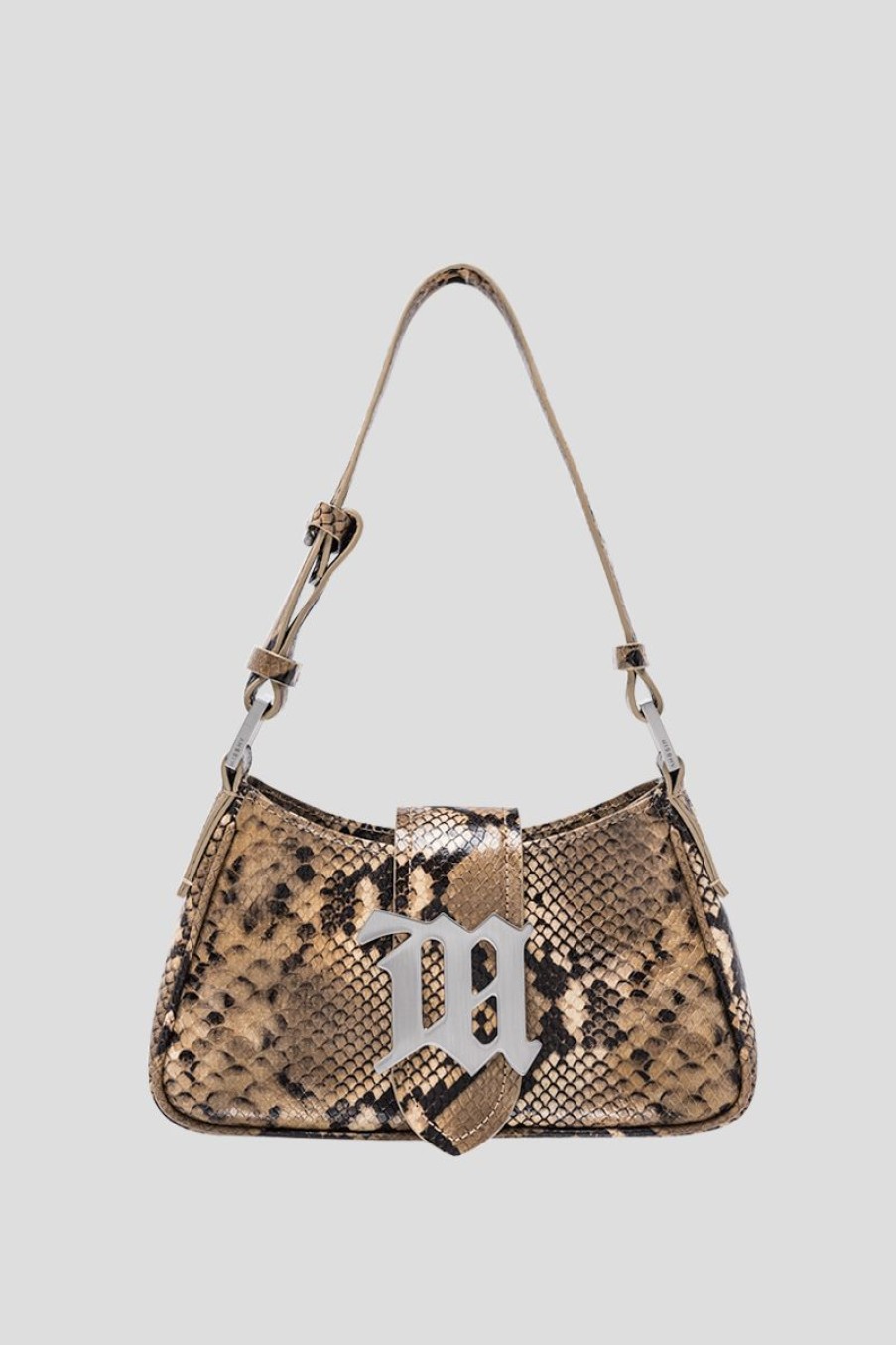 MISBHV Leather Shoulder Bag Small Snakeskin Snakeskin Beige Wholesale