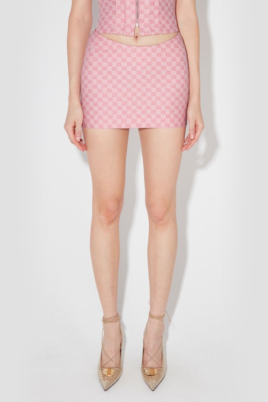 MISBHV Jacquard Canvas Monogram Low Rais Skirt Bubblegum Online