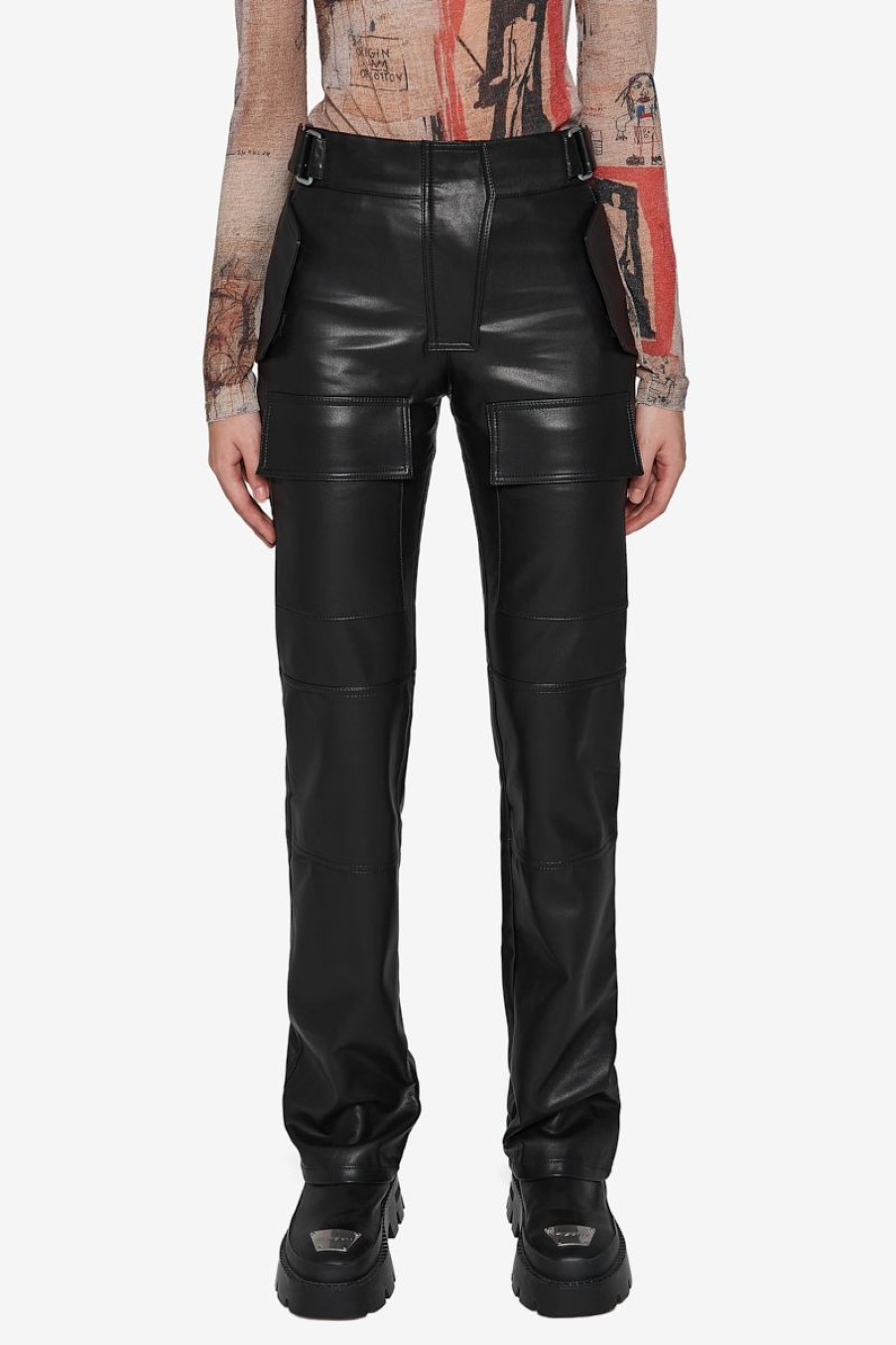 MISBHV Vegan Leather Moto Trousers Black New