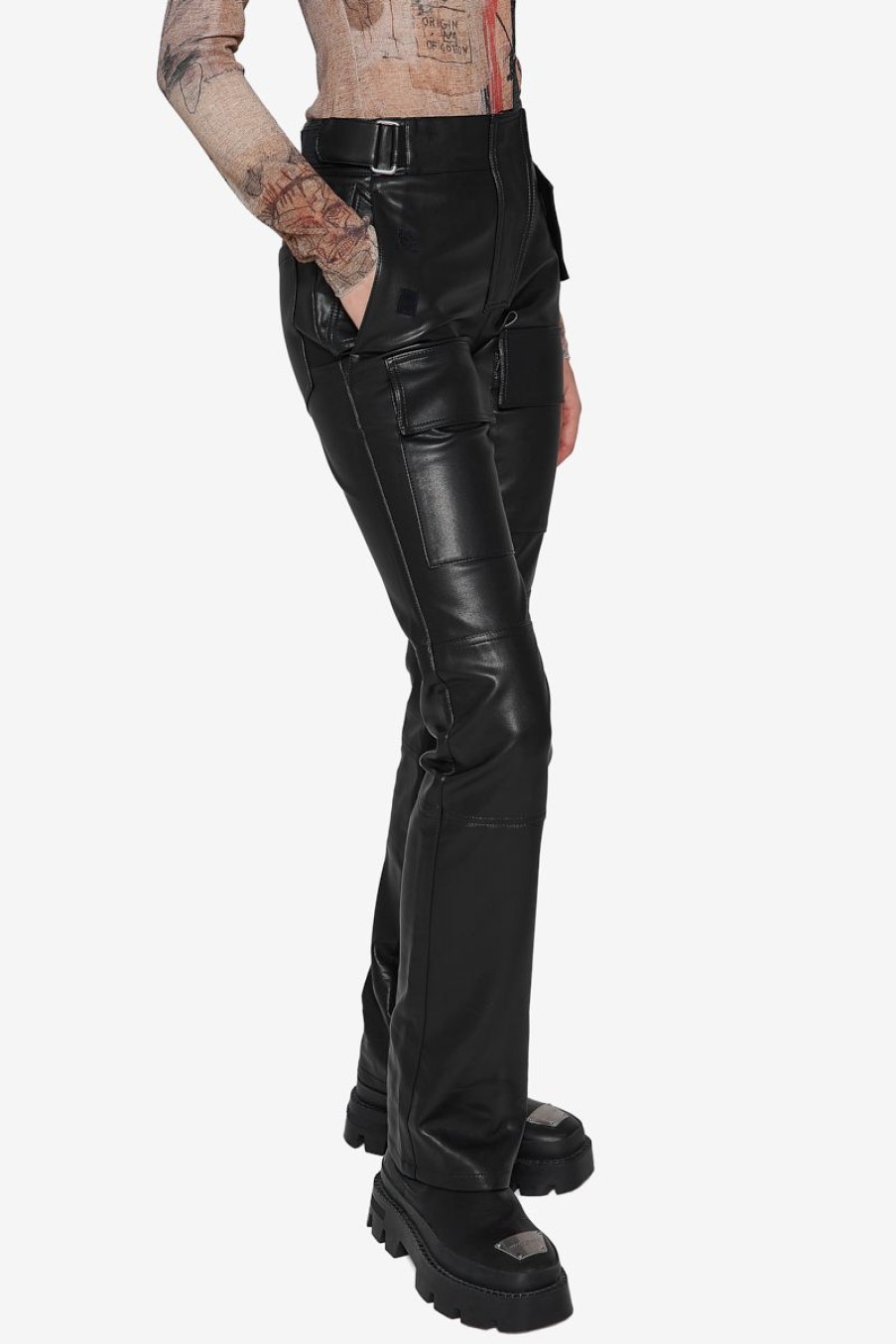 MISBHV Vegan Leather Moto Trousers Black New