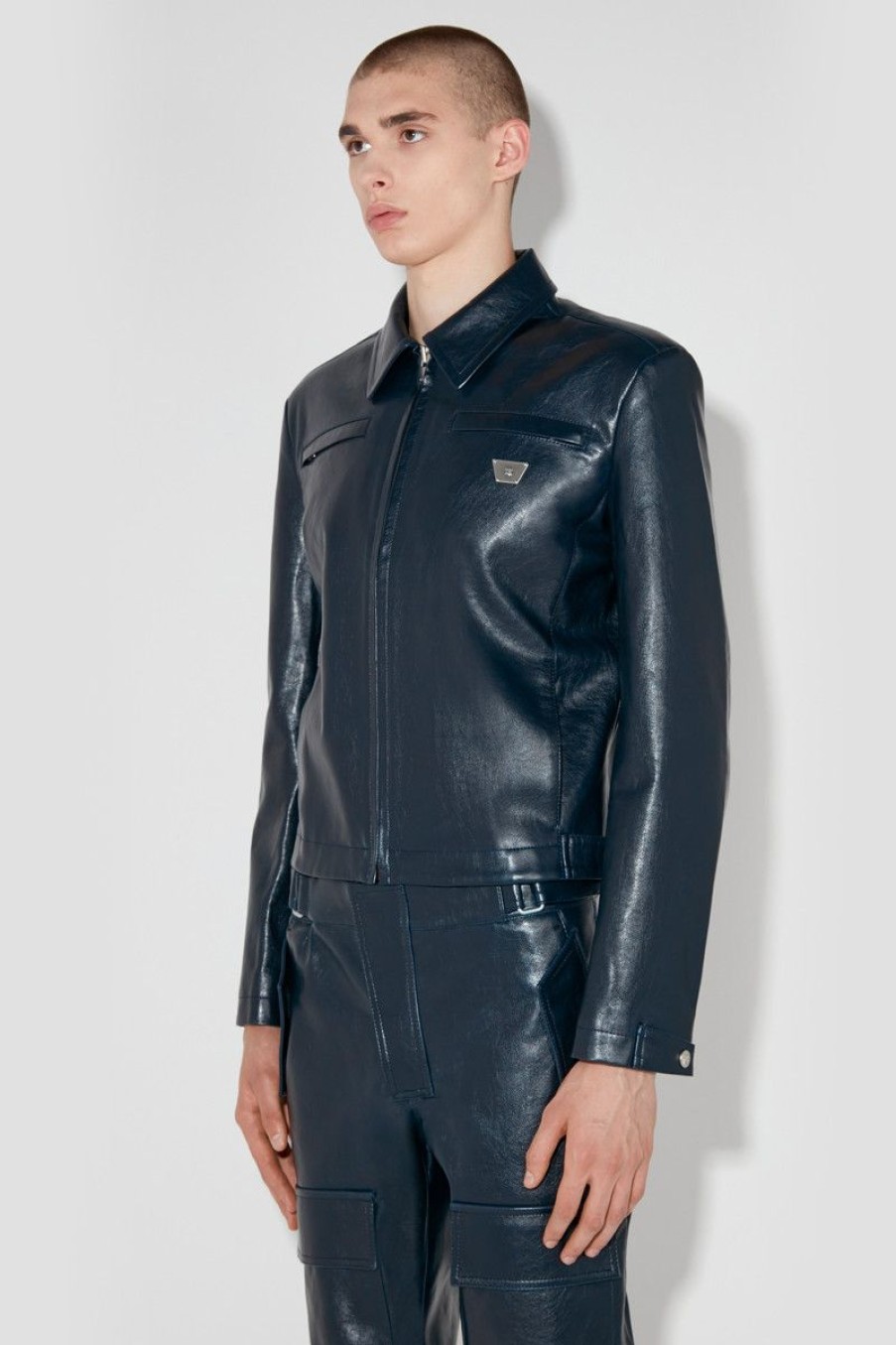 MISBHV Faux Leather Jacket Midnight Blue Best