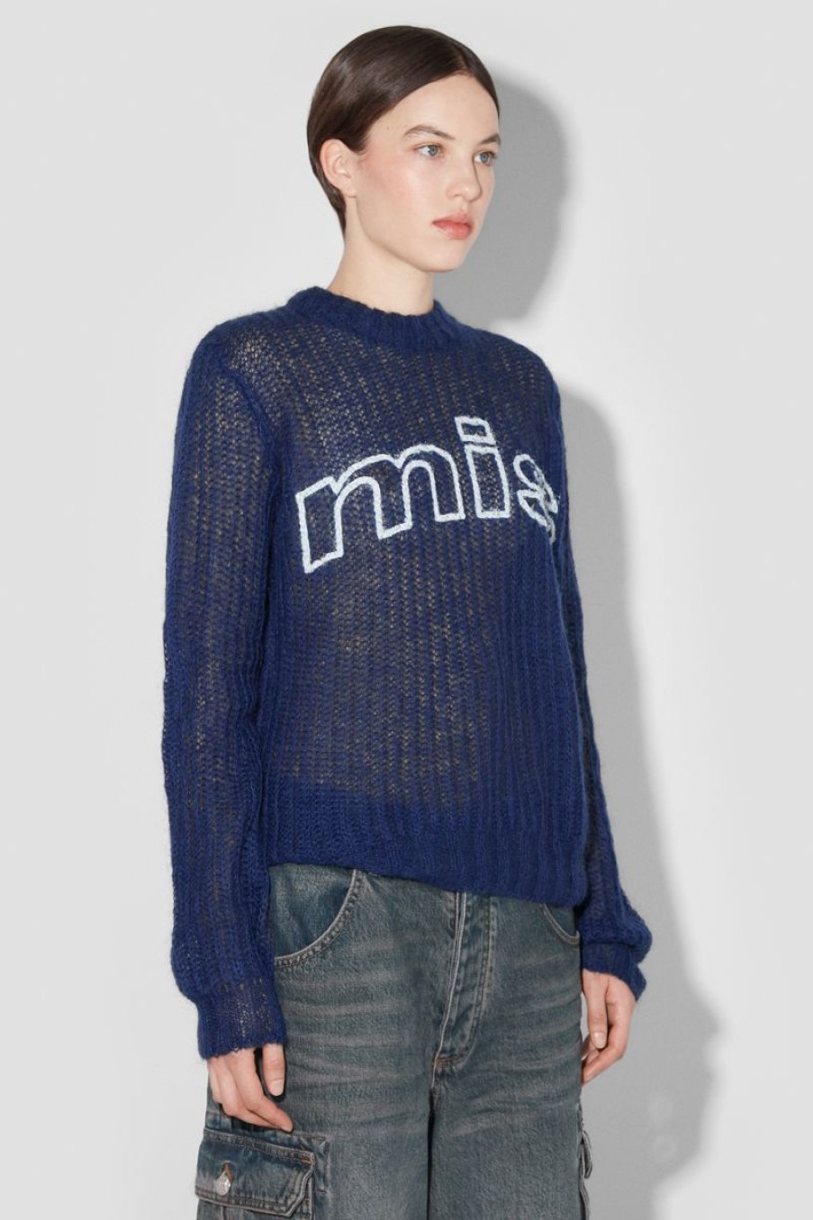 MISBHV Unbrushed Mohair Open Knit Navy New