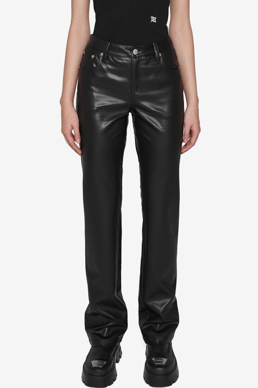 MISBHV Vegan Leather Trousers Black Online