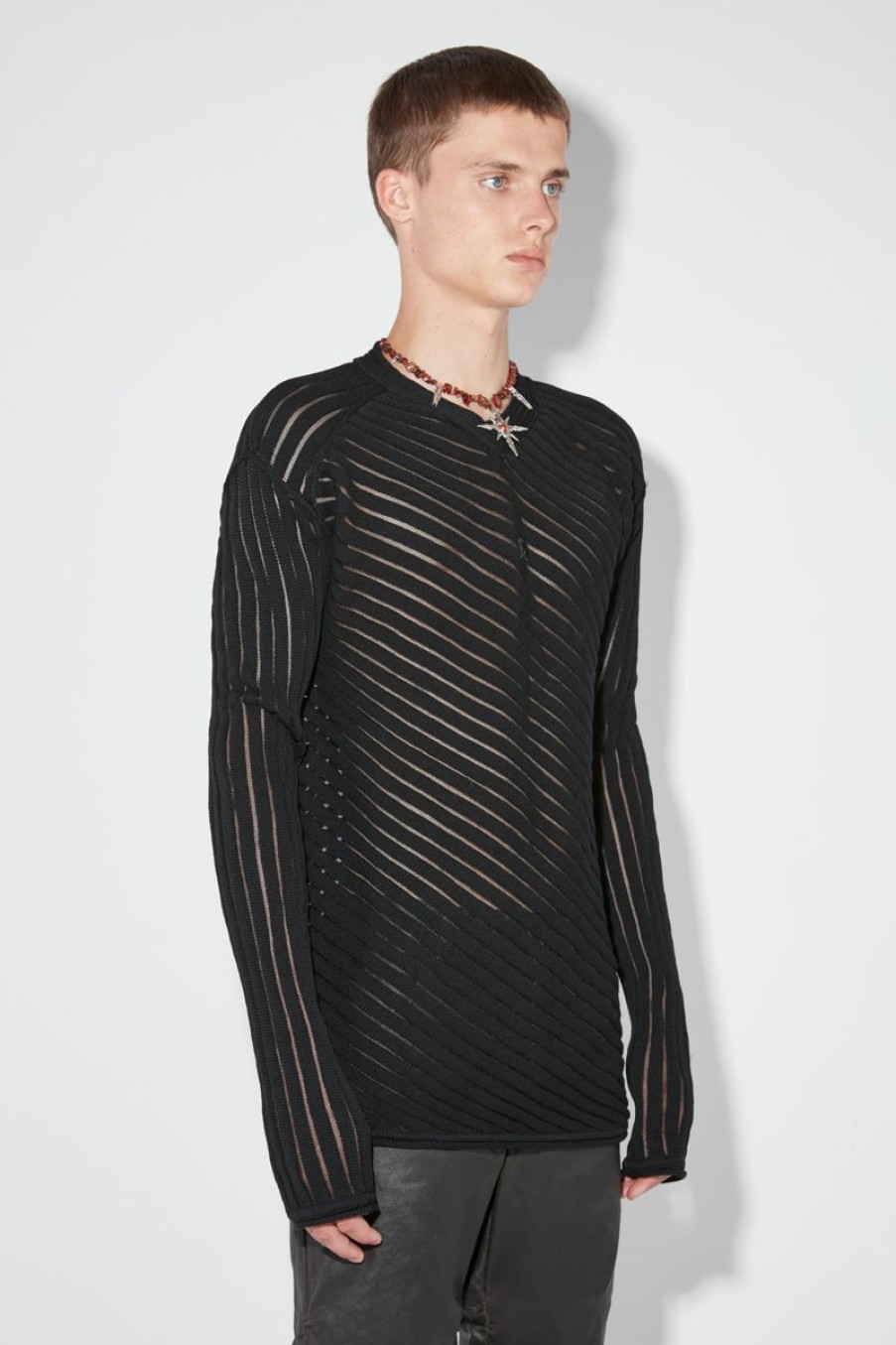 MISBHV Monofilament Pinstripe Knitted Longsleeve Black Wholesale