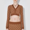 MISBHV Silk Wool Monogram Cropped Cardigan Desert Beige Hot