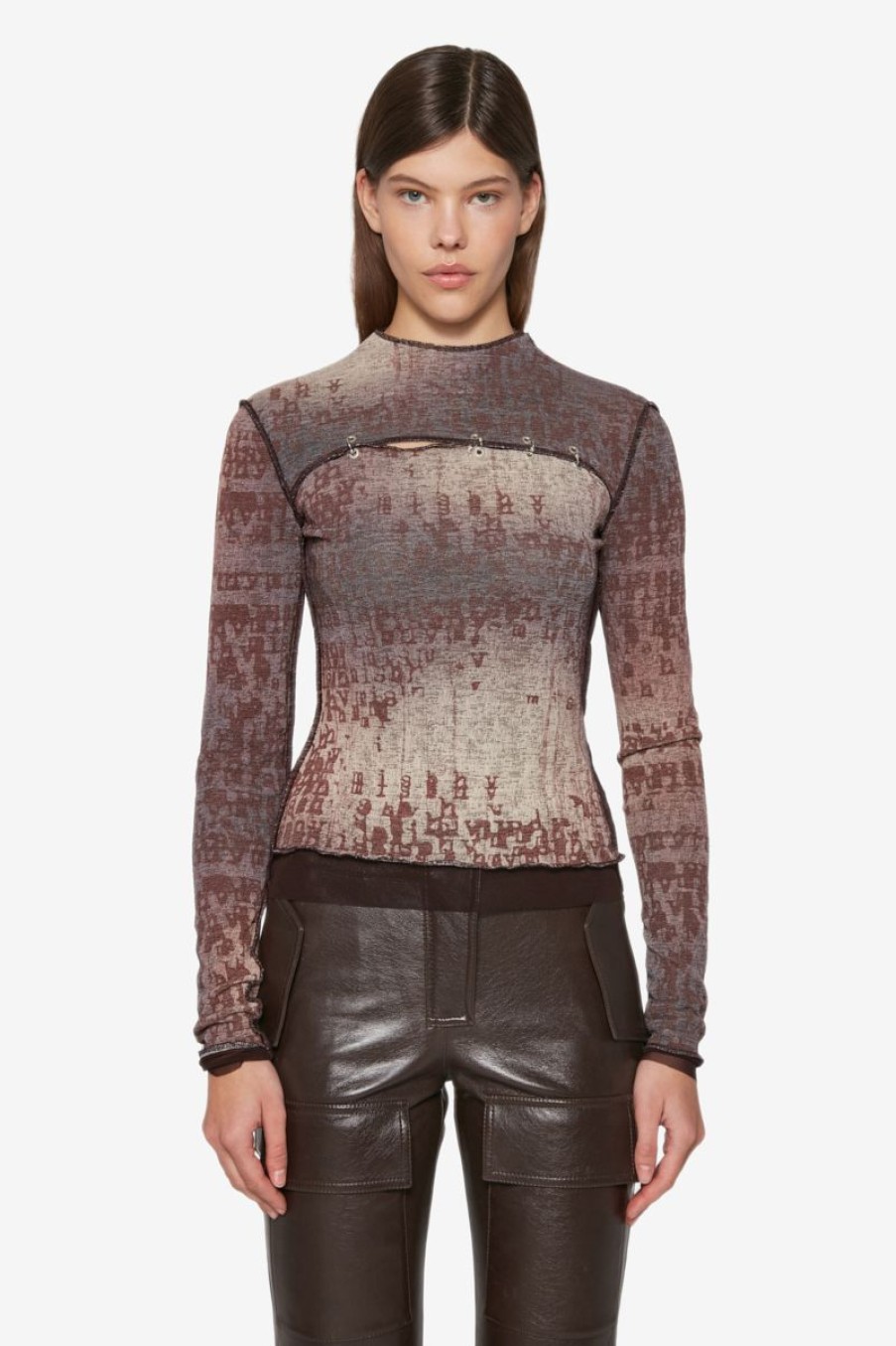 MISBHV Typewriter Pierced Longsleeve Brown Online