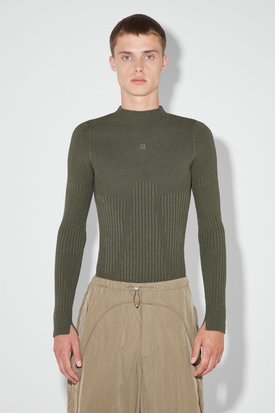 MISBHV Ribbed Longsleeve Mockneck Grunge Olive New