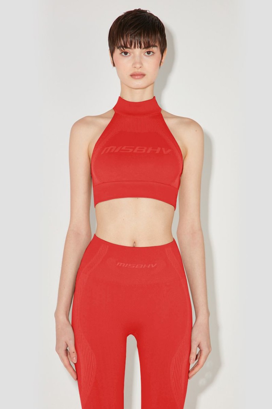 MISBHV Sport Halter Bra Coral Red Best