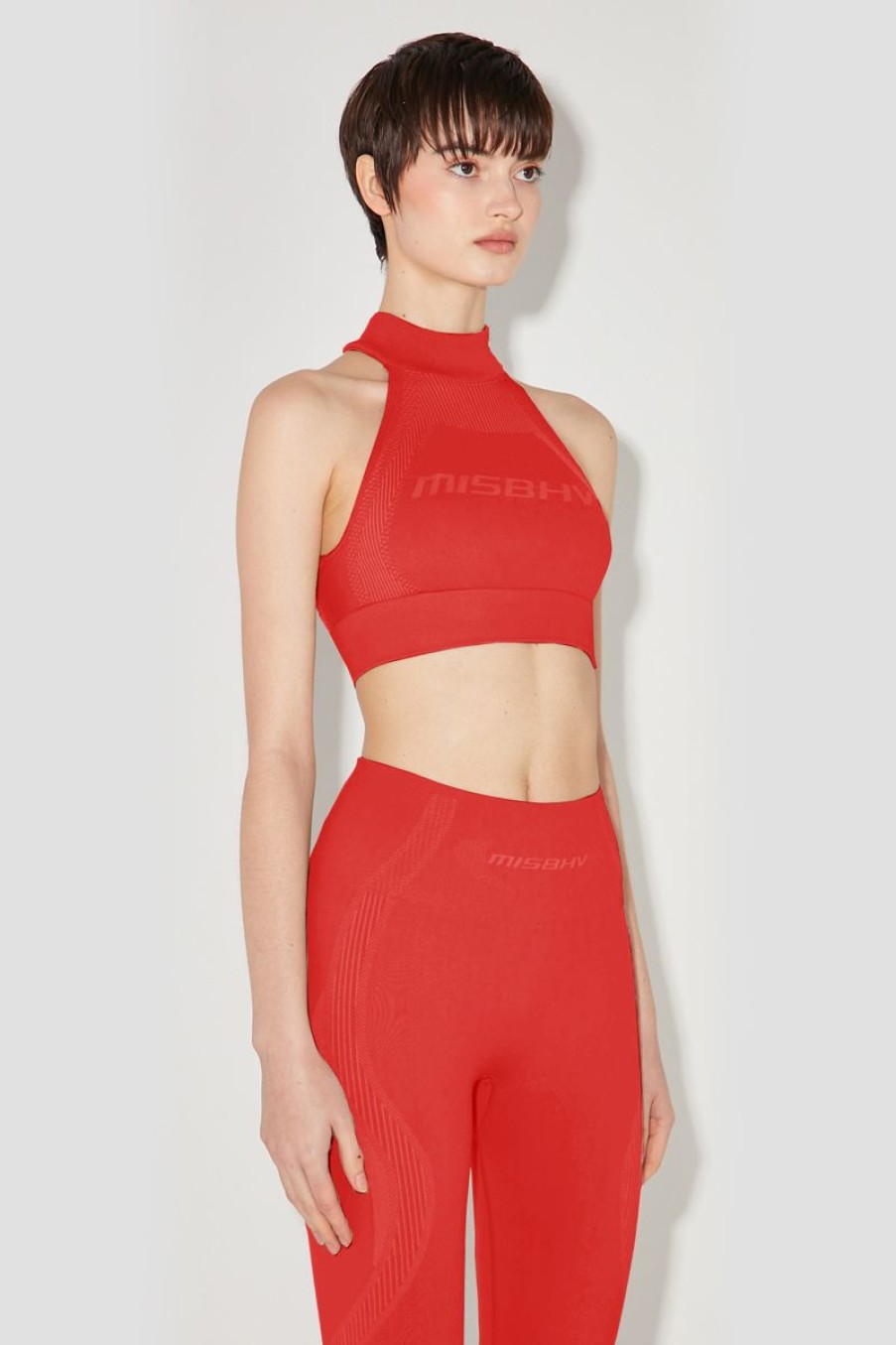 MISBHV Sport Halter Bra Coral Red Best