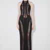 MISBHV Pinstripe Structure Cocoon Knitted Long Dress Black Clearance