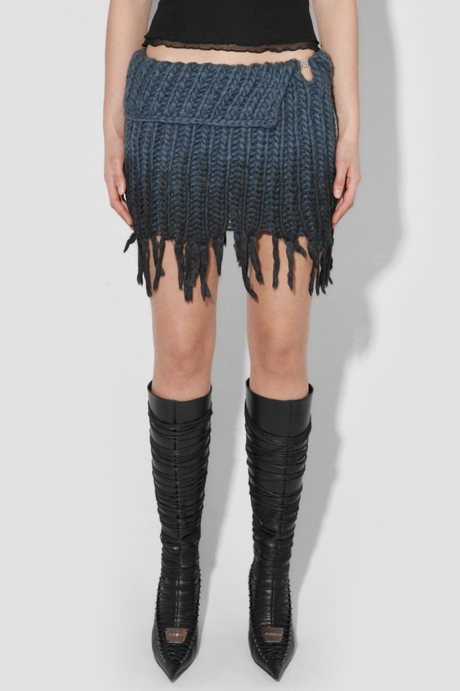 MISBHV Coated Bulky Knitted Mini Skirt Denim Blue Online