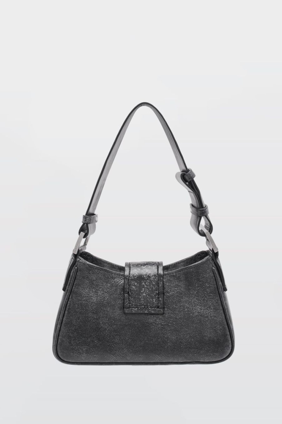 MISBHV Leather Shoulder Bag Small Washed Black Wholesale