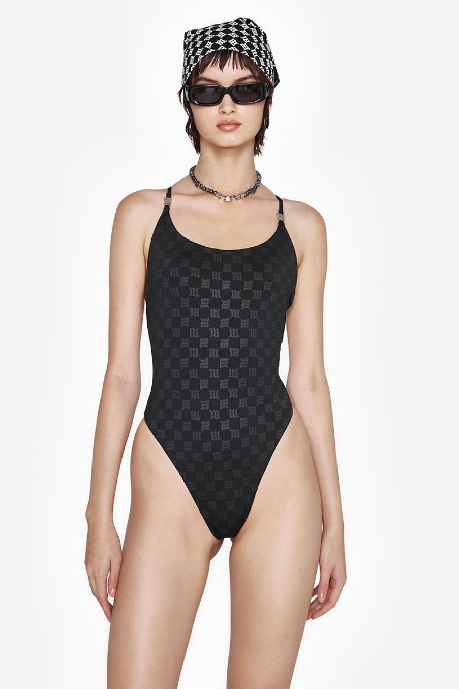 MISBHV Swim Signature Monogram One Piece Black Best