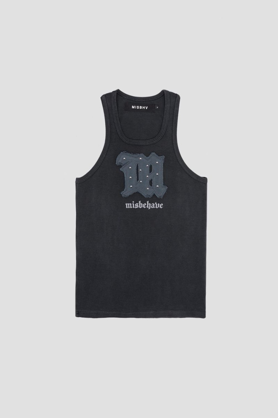 MISBHV Goth Tank Top Washed Black Clearance