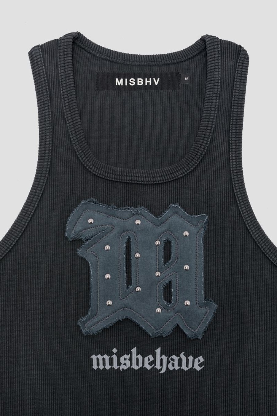 MISBHV Goth Tank Top Washed Black Clearance