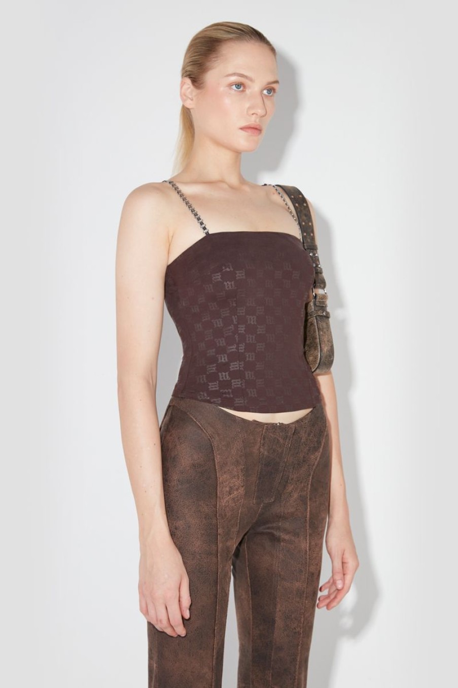 MISBHV Lycra Monogram Spaghetti Top Wenge Online