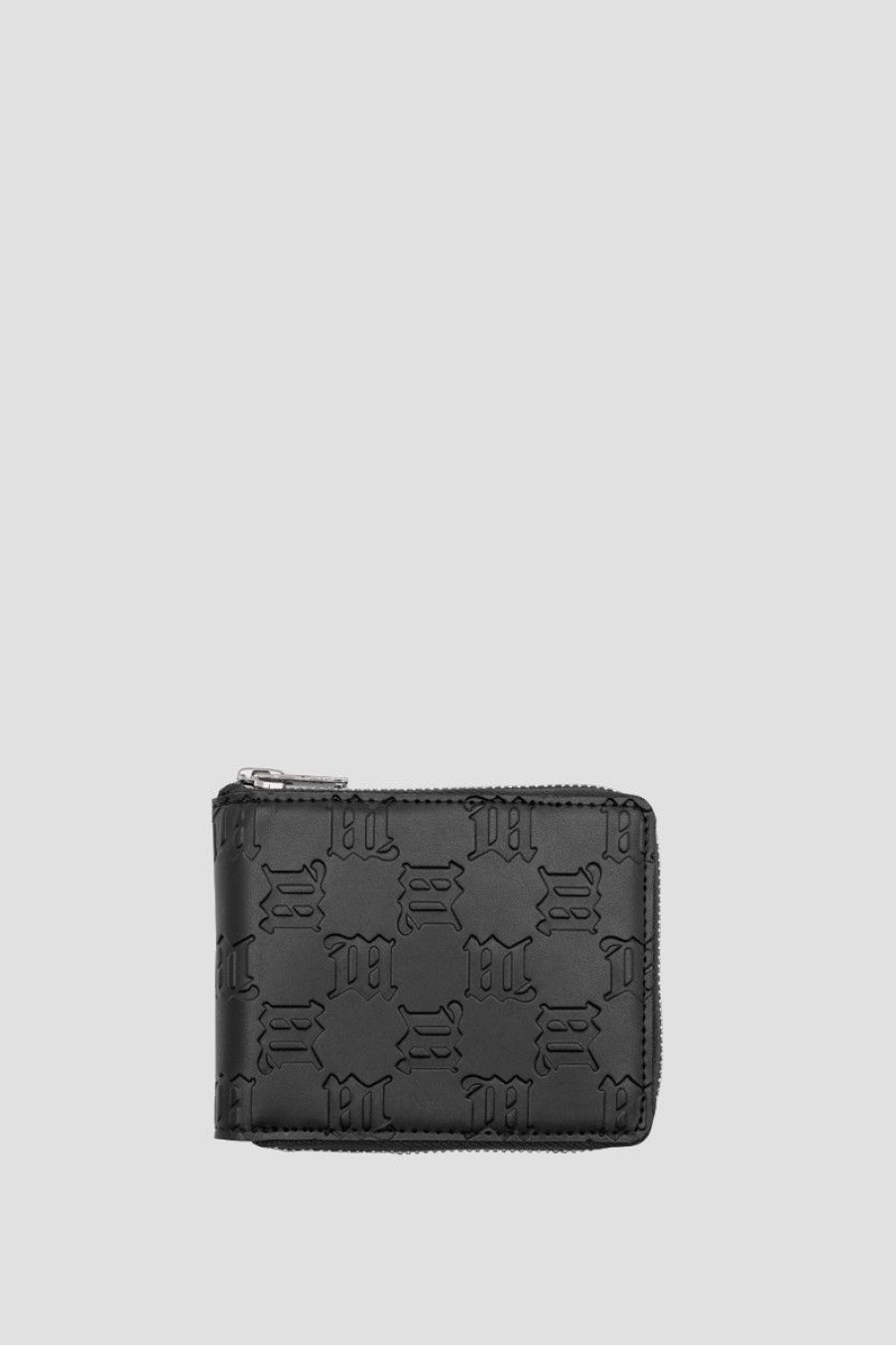 MISBHV Embossed Zipped Wallet Black Wholesale