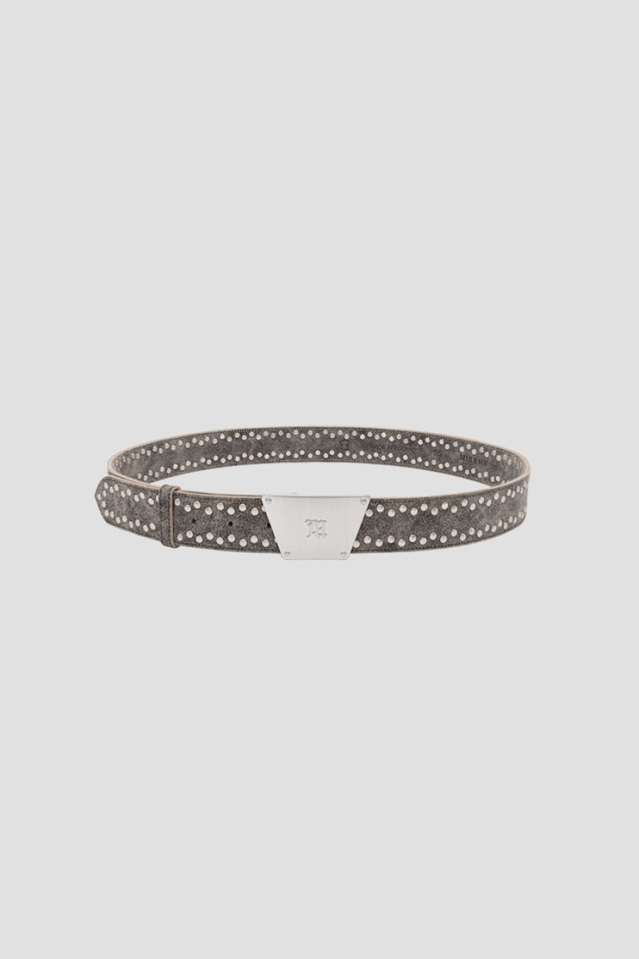 MISBHV The 2000 Buckle Belt With Studs Grey Clearance