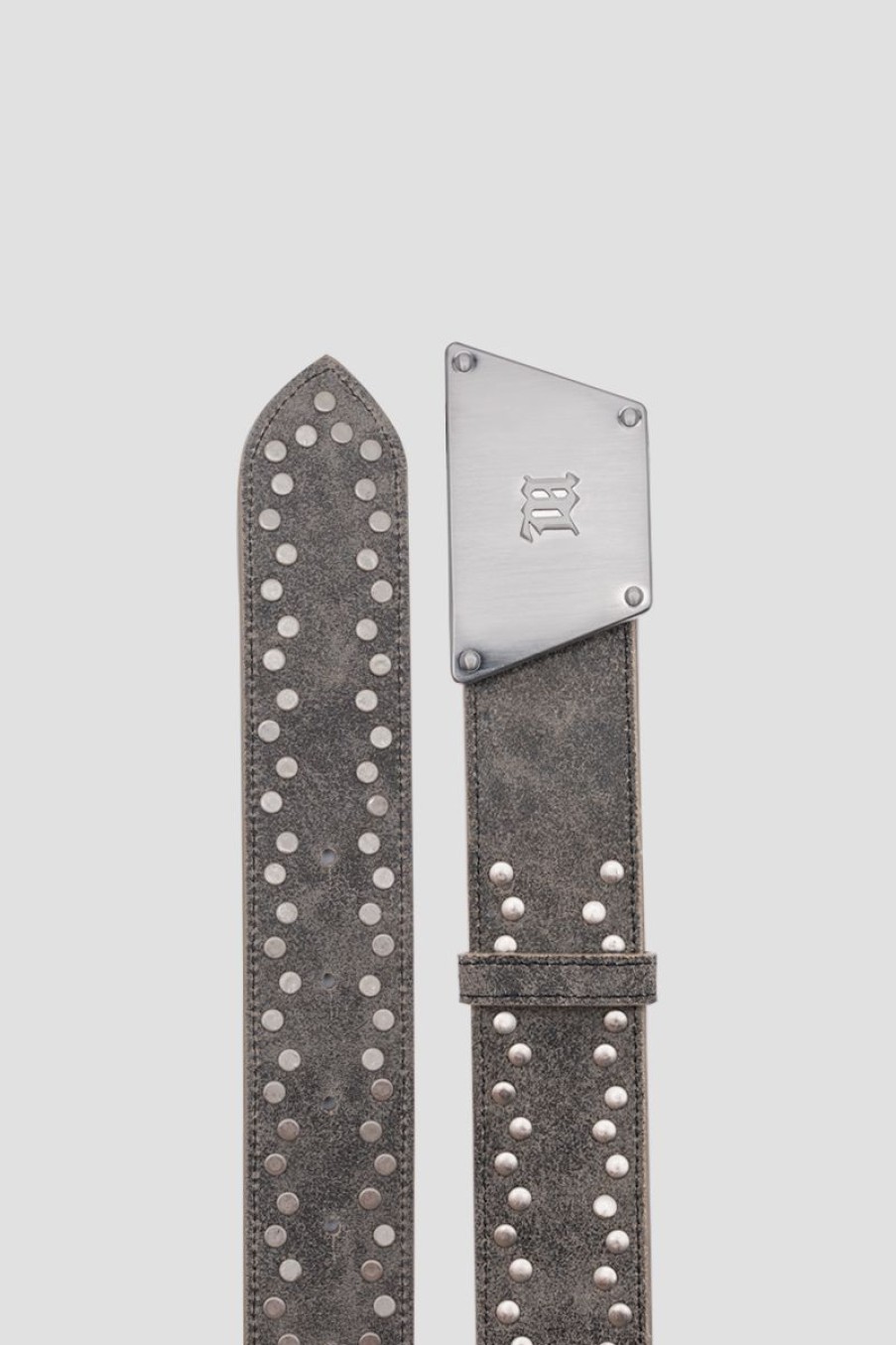 MISBHV The 2000 Buckle Belt With Studs Grey Clearance