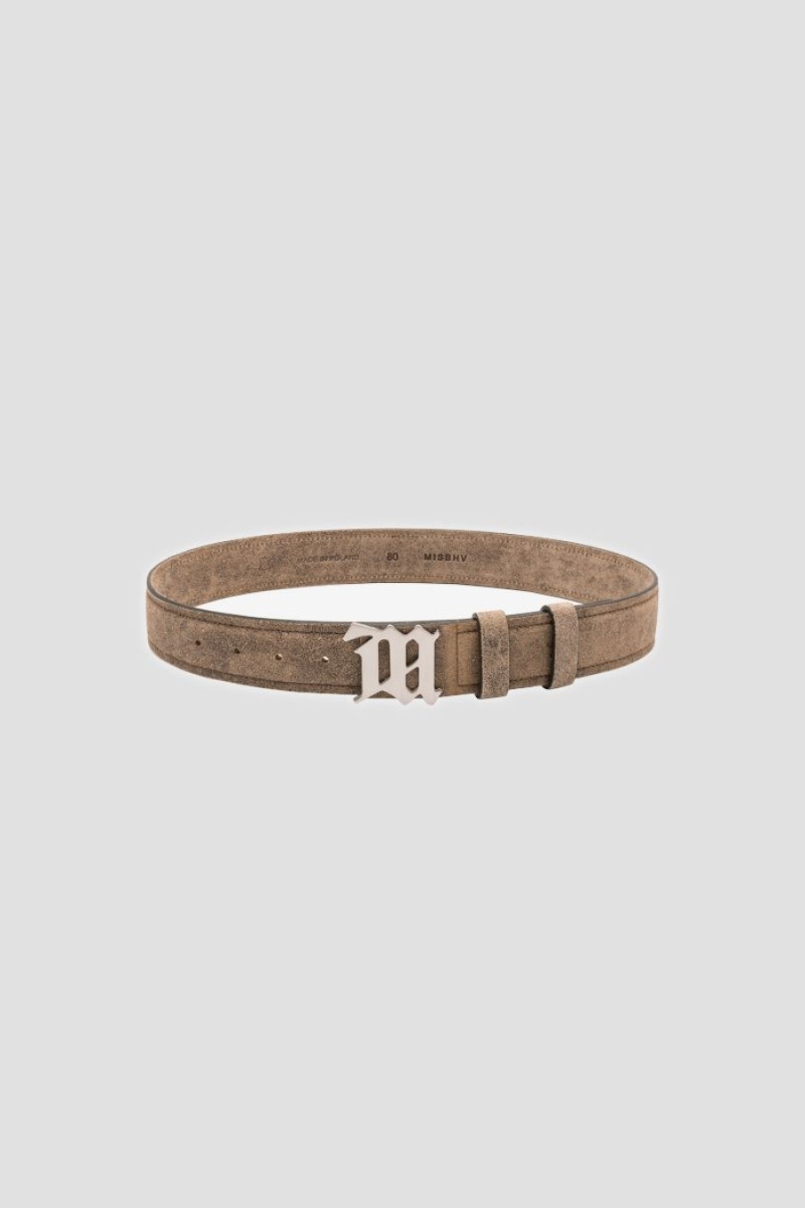 MISBHV Cracked Genuine Leather Belt Taupe Online