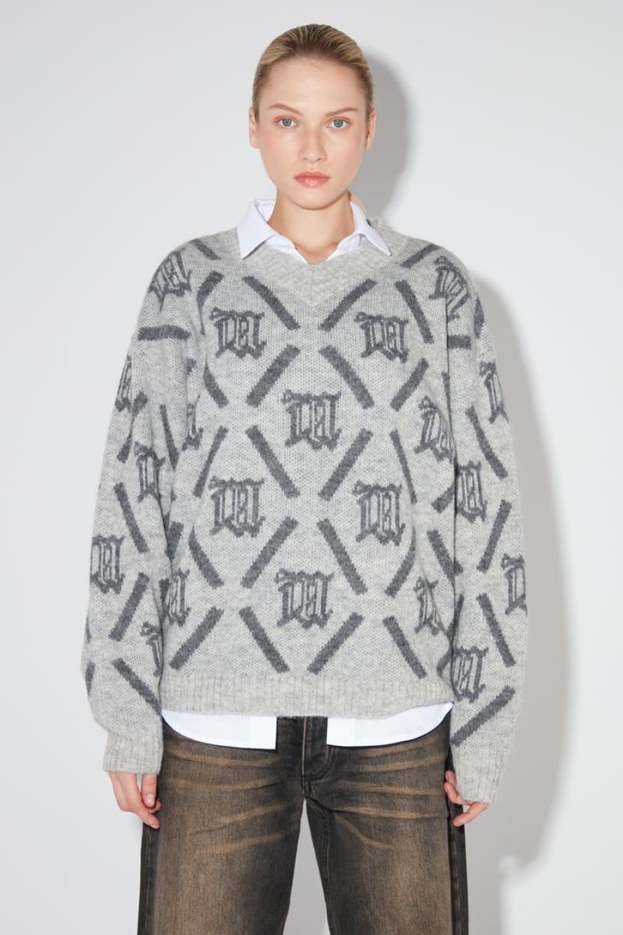 MISBHV M Argyle Knit Perfect Grey New