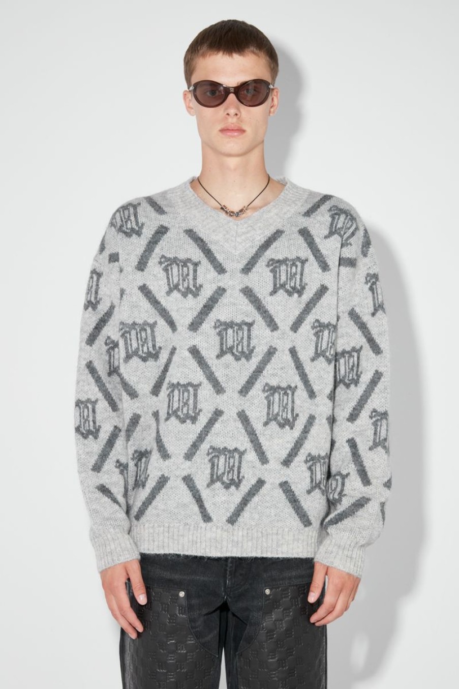 MISBHV M Argyle Knit Perfect Grey Best