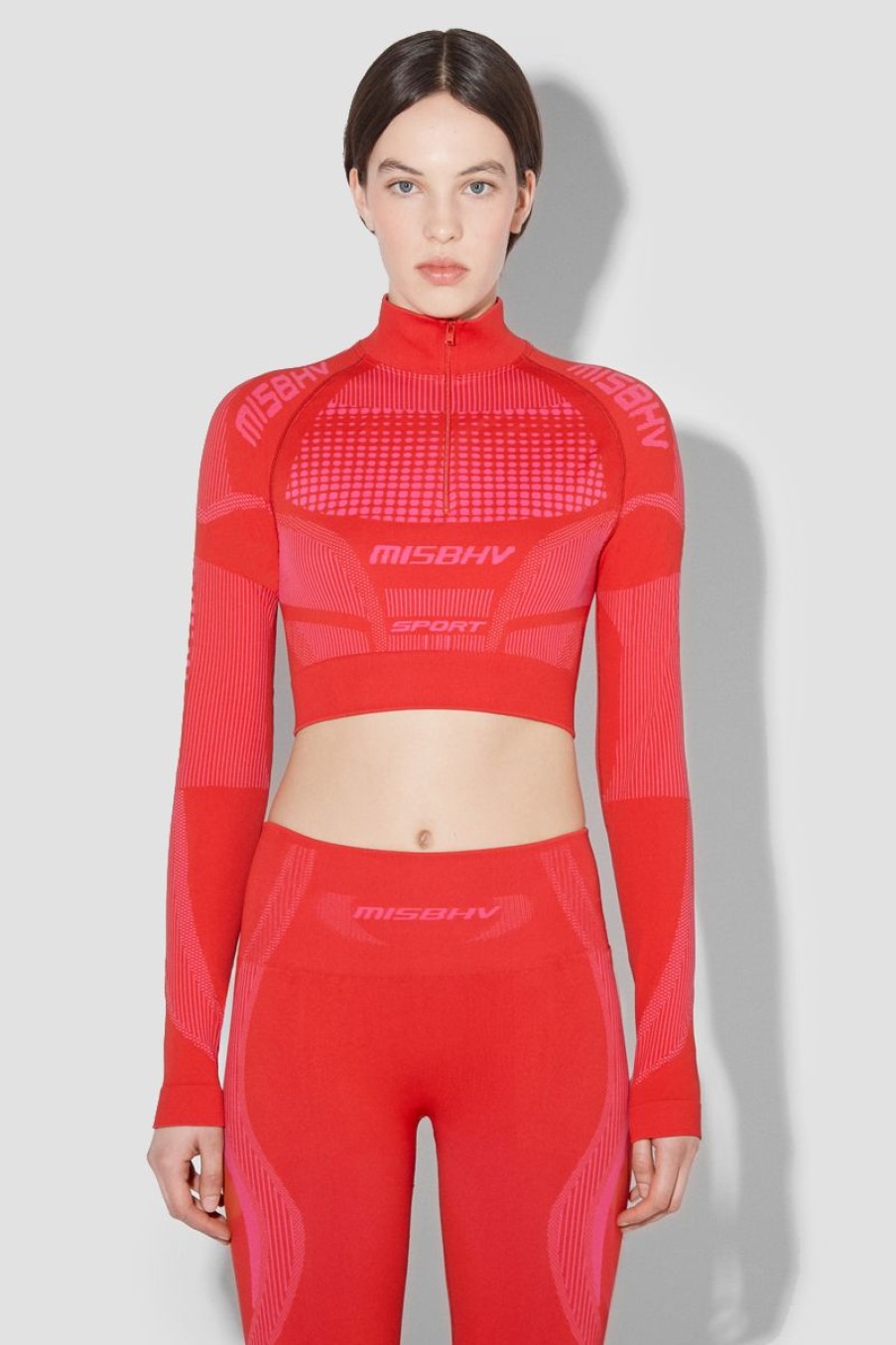 MISBHV Sport Europa Cropped Quarter-Zip Longsleeve Coral Red Hot