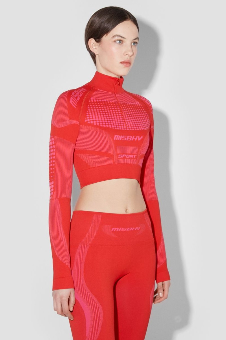 MISBHV Sport Europa Cropped Quarter-Zip Longsleeve Coral Red Hot