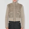 MISBHV Rib Concept Aged Leather Fitted Jacket Taupe Wholesale