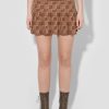 MISBHV Knitted Monogram Pleated Skirt Brown New