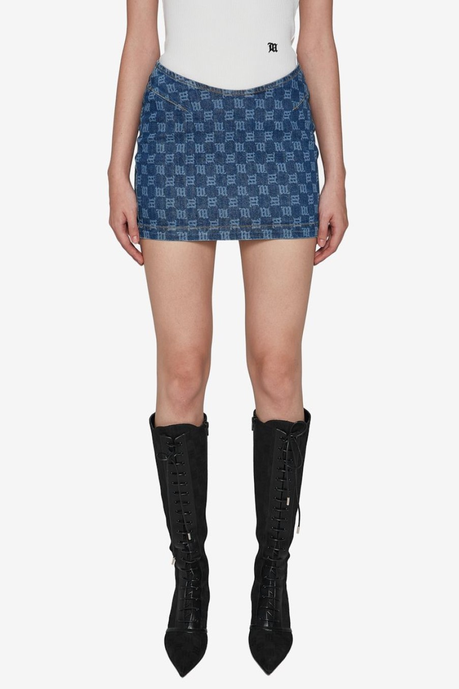 MISBHV Denim Monogram Mini Skirt Clearance