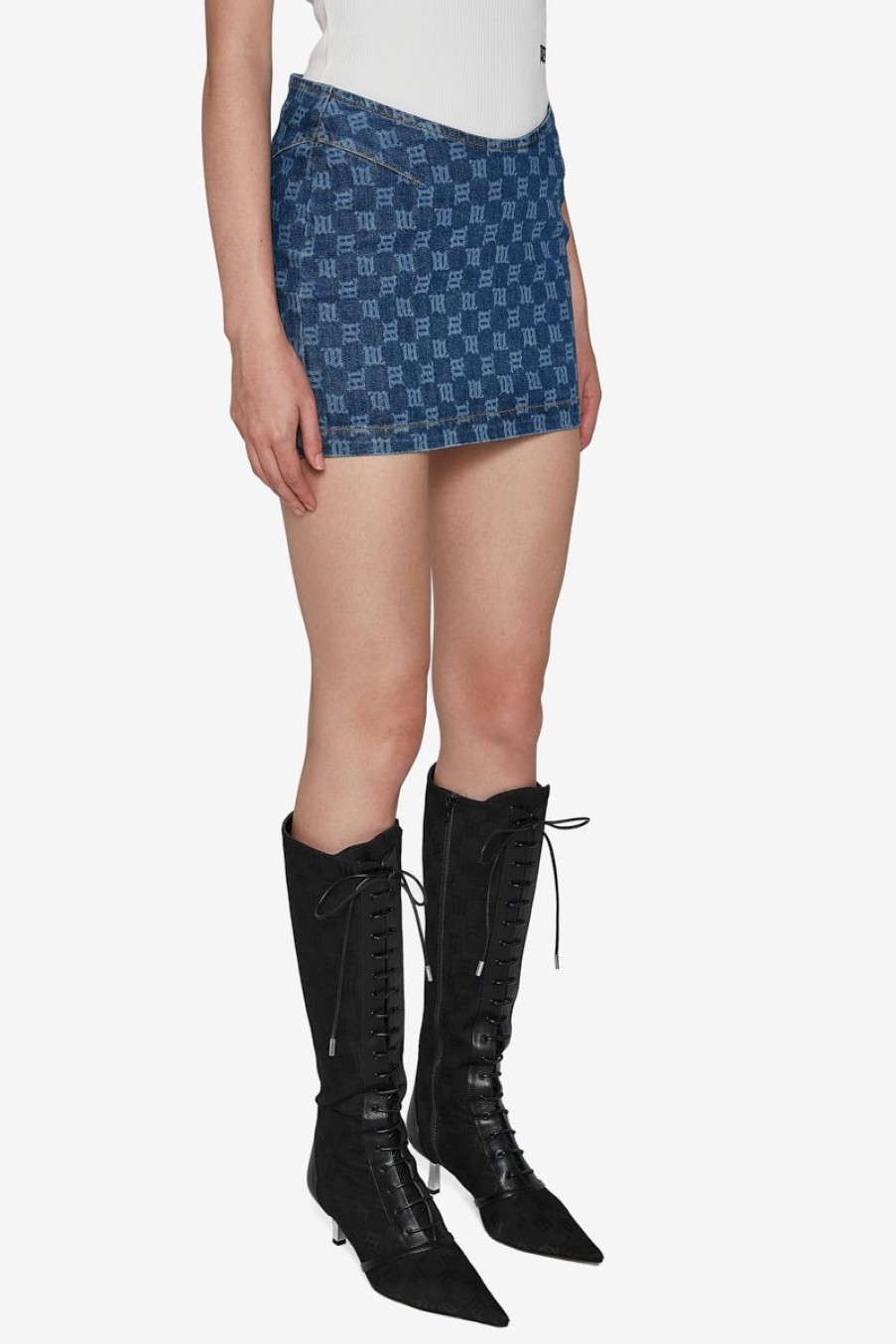 MISBHV Denim Monogram Mini Skirt Clearance