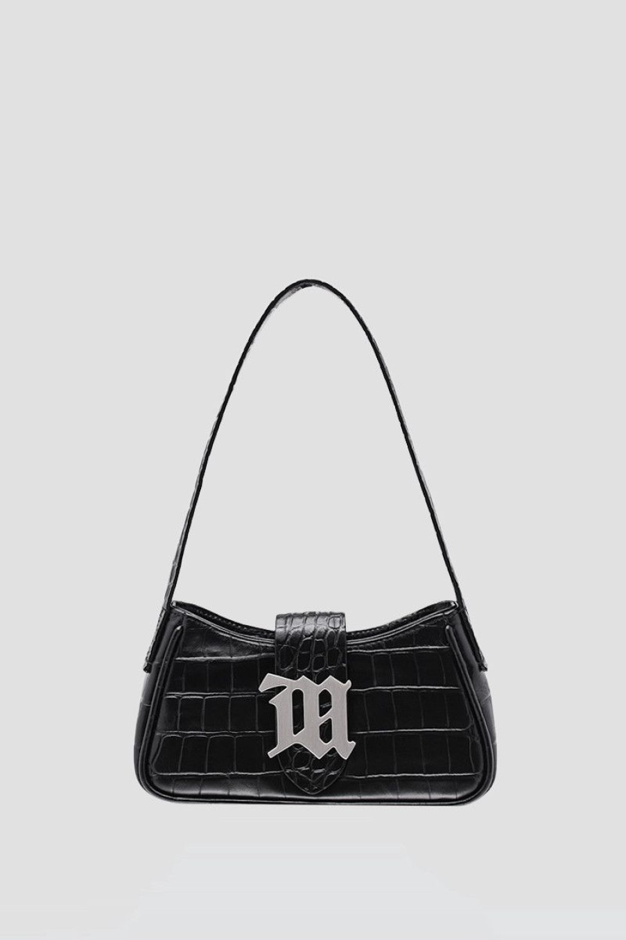 MISBHV Leather Shoulder Bag Mini Croco Croco Black Wholesale