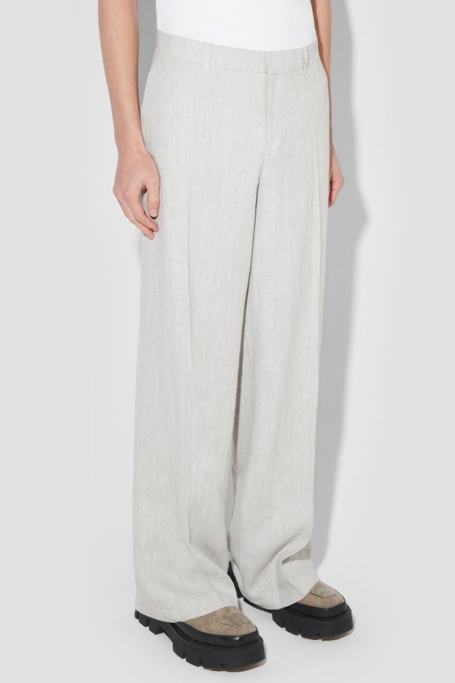 MISBHV Washed Linen Tailored Trousers Off White Hot