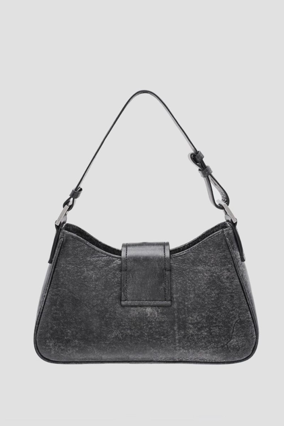 MISBHV Leather Shoulder Bag Medium Washed Black Online