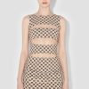 MISBHV Elena Monogram Tank Mini Dress / Beige/Black New