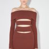 MISBHV Elena Off Shoulder Mini Dress Brown Clearance