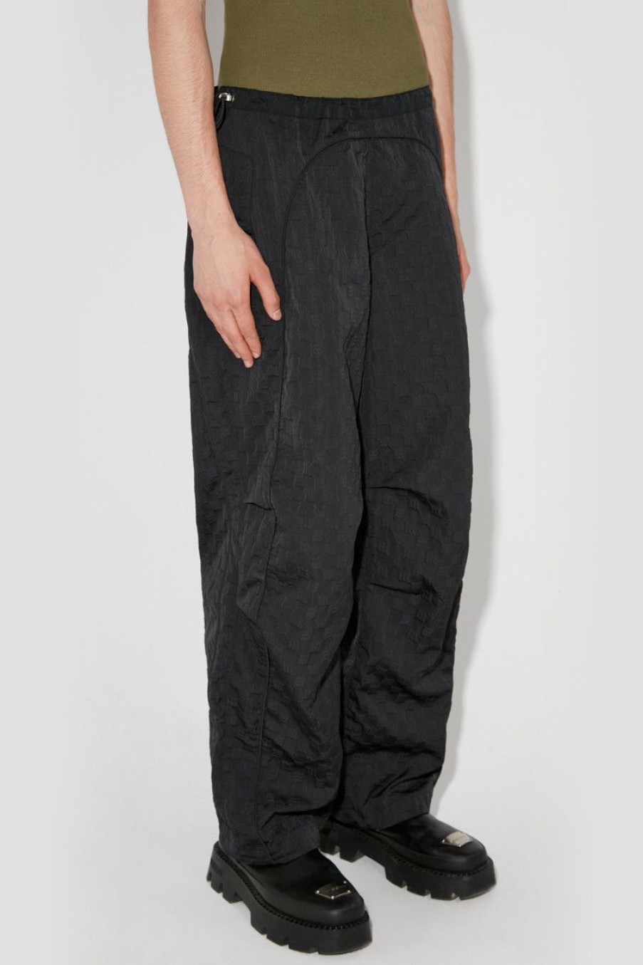 MISBHV Monogram Embossed Parachute Trousers Black Hot