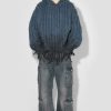 MISBHV Coated Bulky Knitted Hoodie Denim Blue New