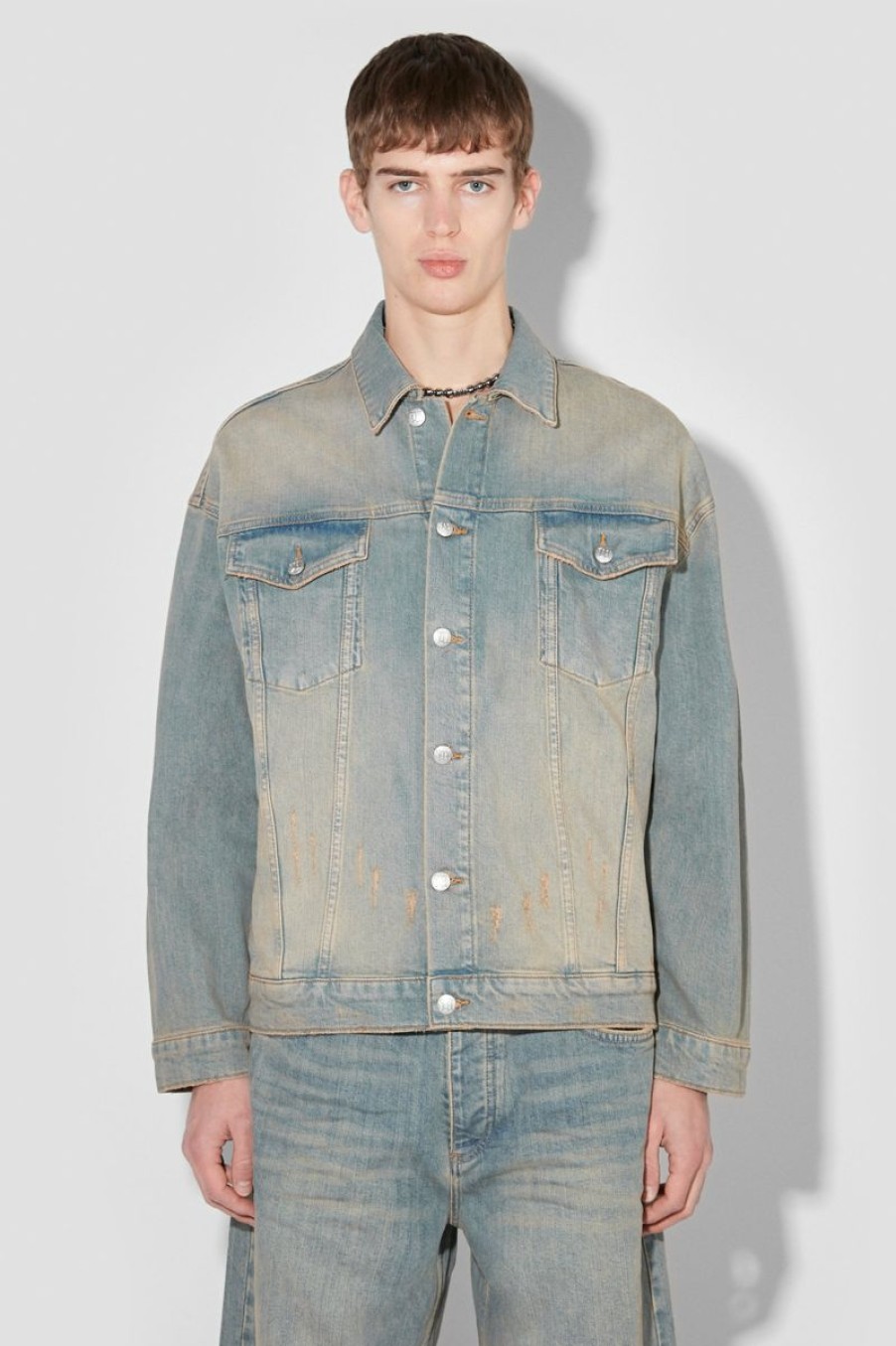 MISBHV Sunset Wash Oversized Denim Jacket Blue Clearance