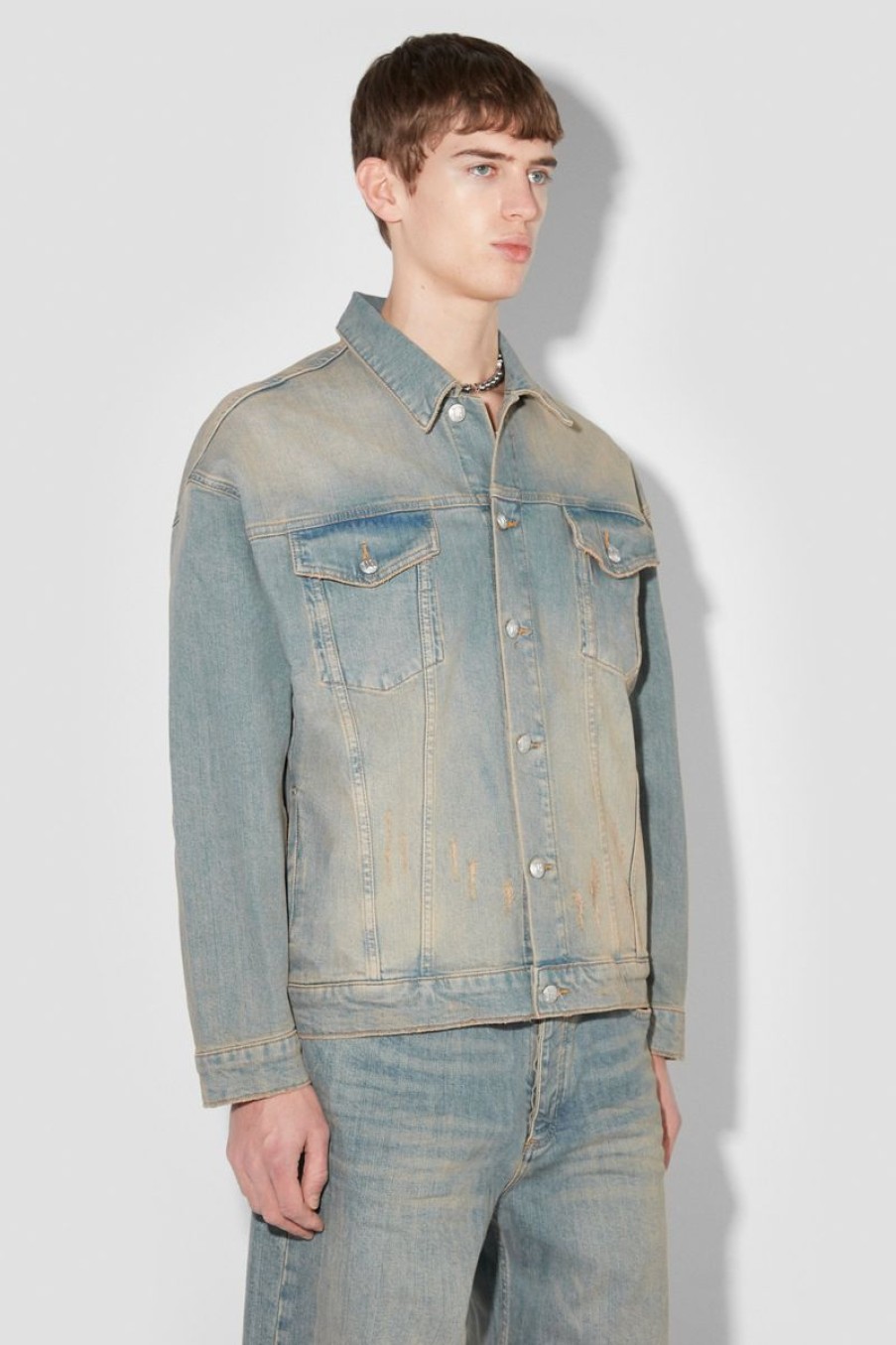 MISBHV Sunset Wash Oversized Denim Jacket Blue Clearance