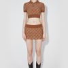 MISBHV Silk Wool Knitted Monogram Mini Skirt Desert Beige New