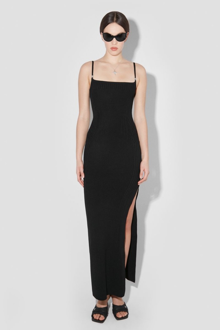 MISBHV Knitted Seamless Maxi Dress With Slit Black Clearance