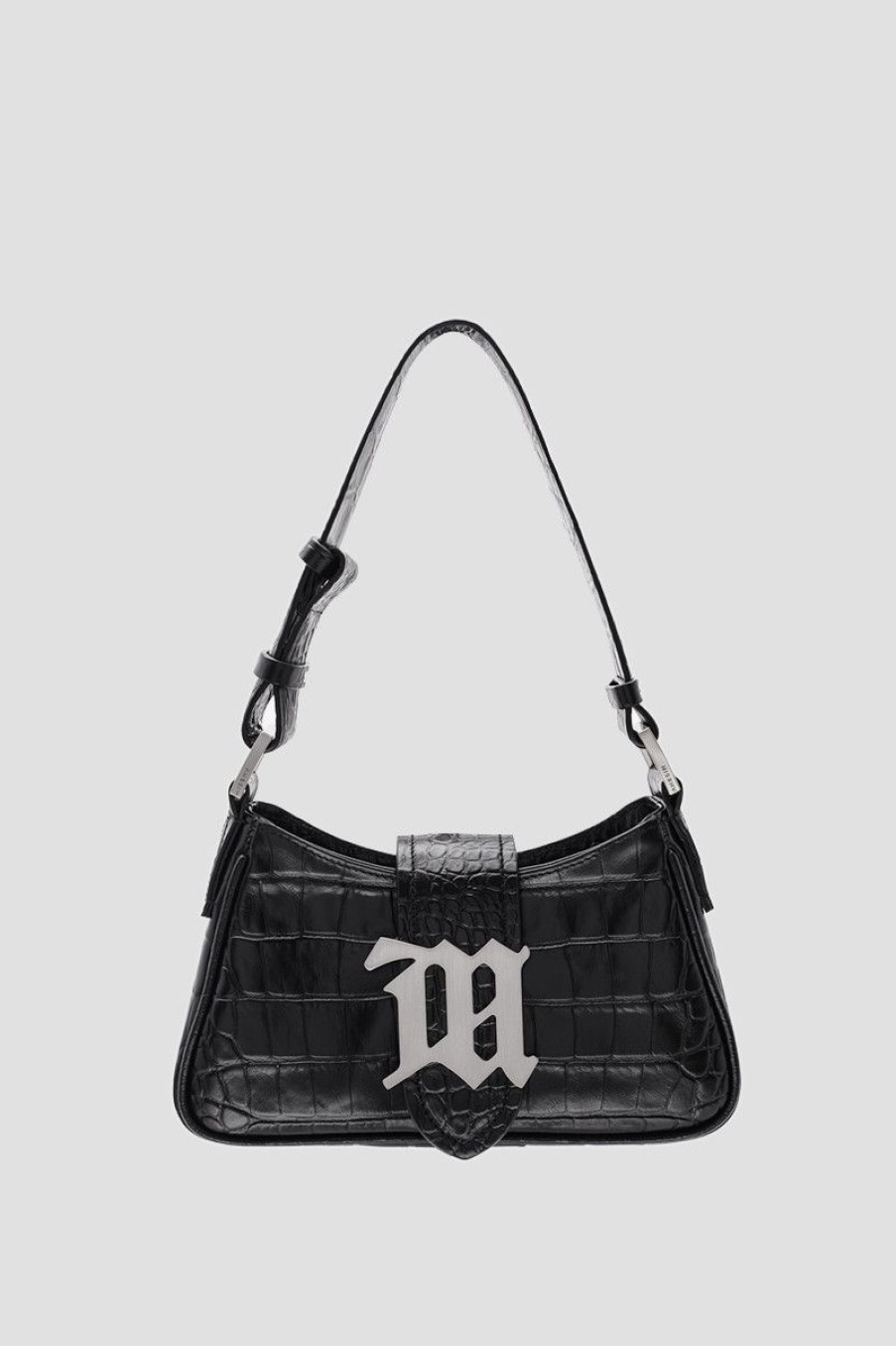 MISBHV Leather Shoulder Bag Small Croco Croco Black Online